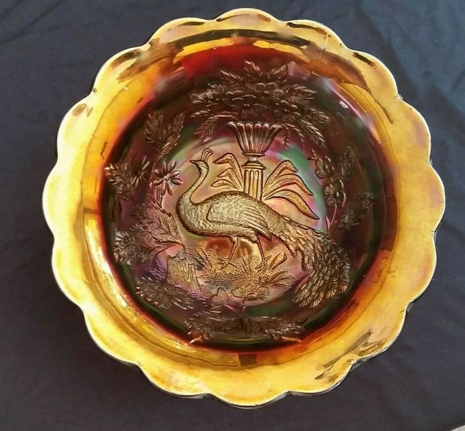 Millersburg Carnival Glass-peacock 9" Bowl Amethyst