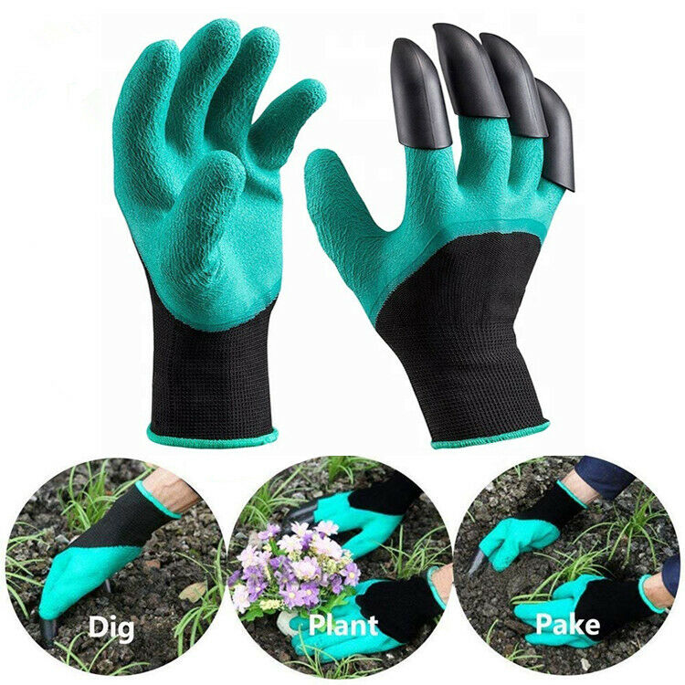 4 Claws Garden Genie Gloves Gardening Digging Planting Pruning Tools Lawn Care