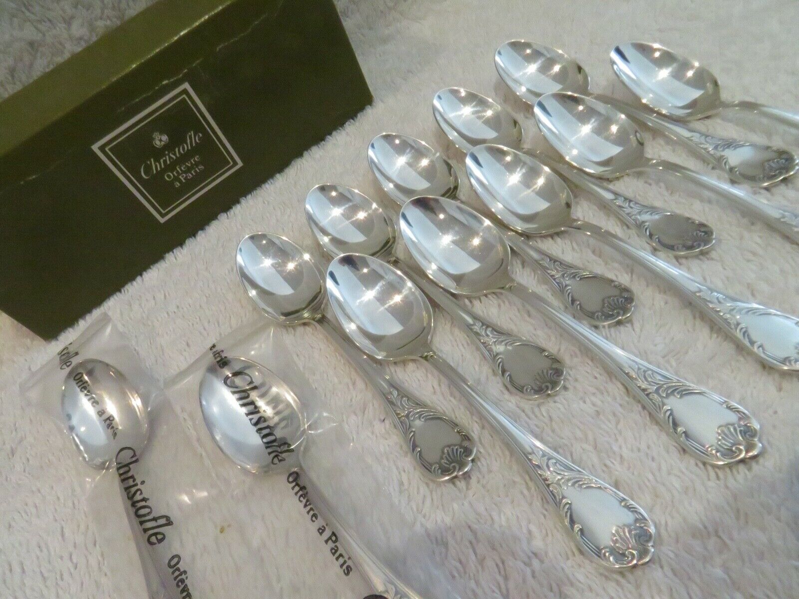 French Silver-plated 12 Demi Tasse Spoons Christofle Marly Near Mint
