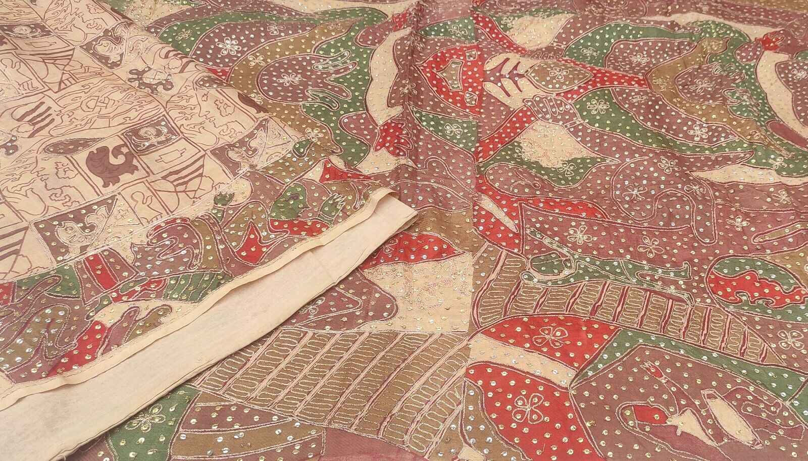 Dev Vintage Saree Art Silk Art & Craft Ethnic Premium Fabric Used Sari Dg-1196