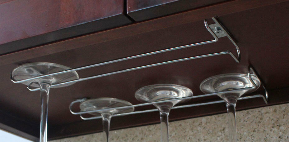 Under Cabinet Wine Glass Stemware Rack Holder Hanger For Kitchen Home Bar