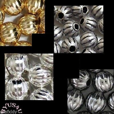 Spacer Beads Solid 4mm Round Corrugated Ribbed 100pc