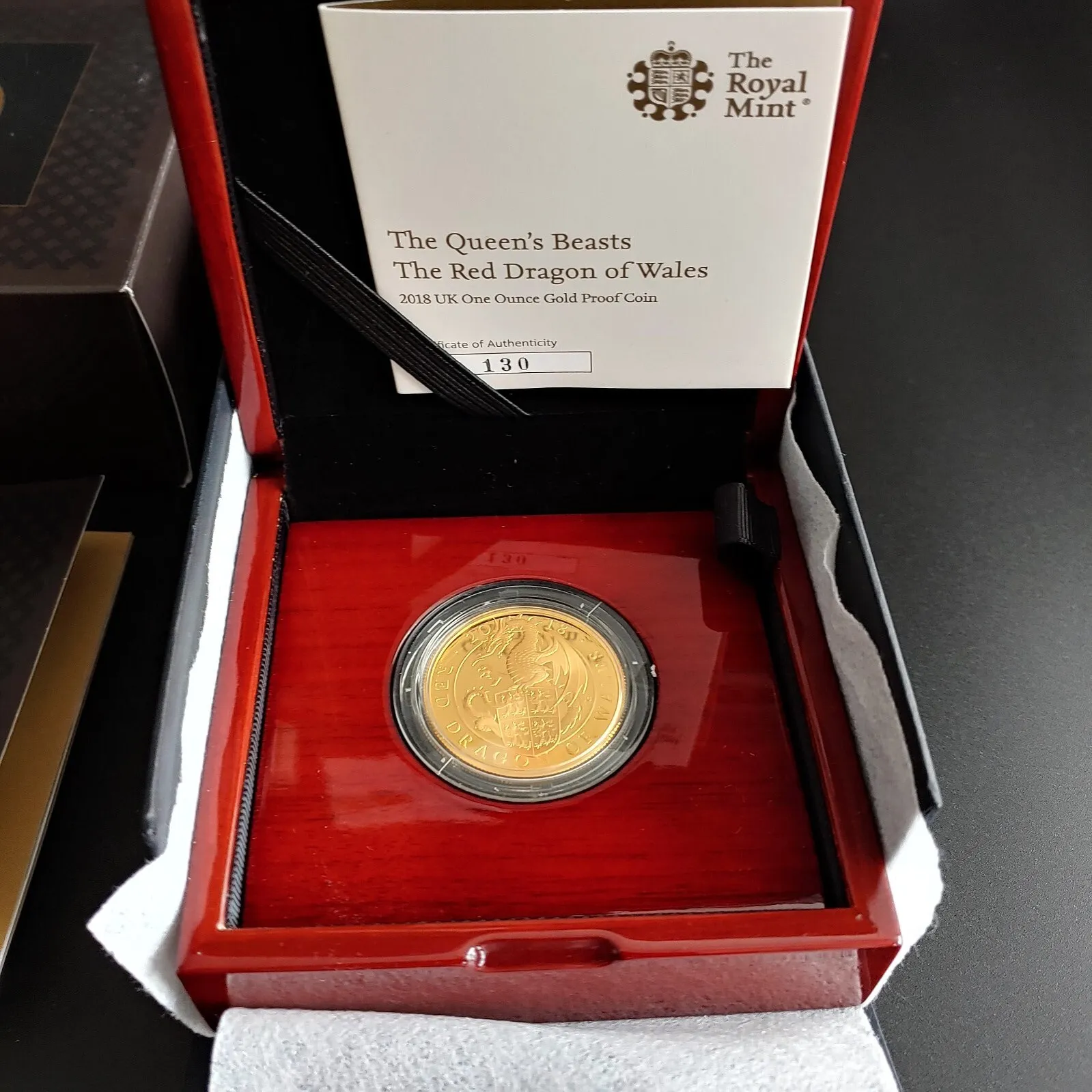 Great Britain 2018 £100 Queens Beasts Red Dragon Of Wales 1oz Gold Coin