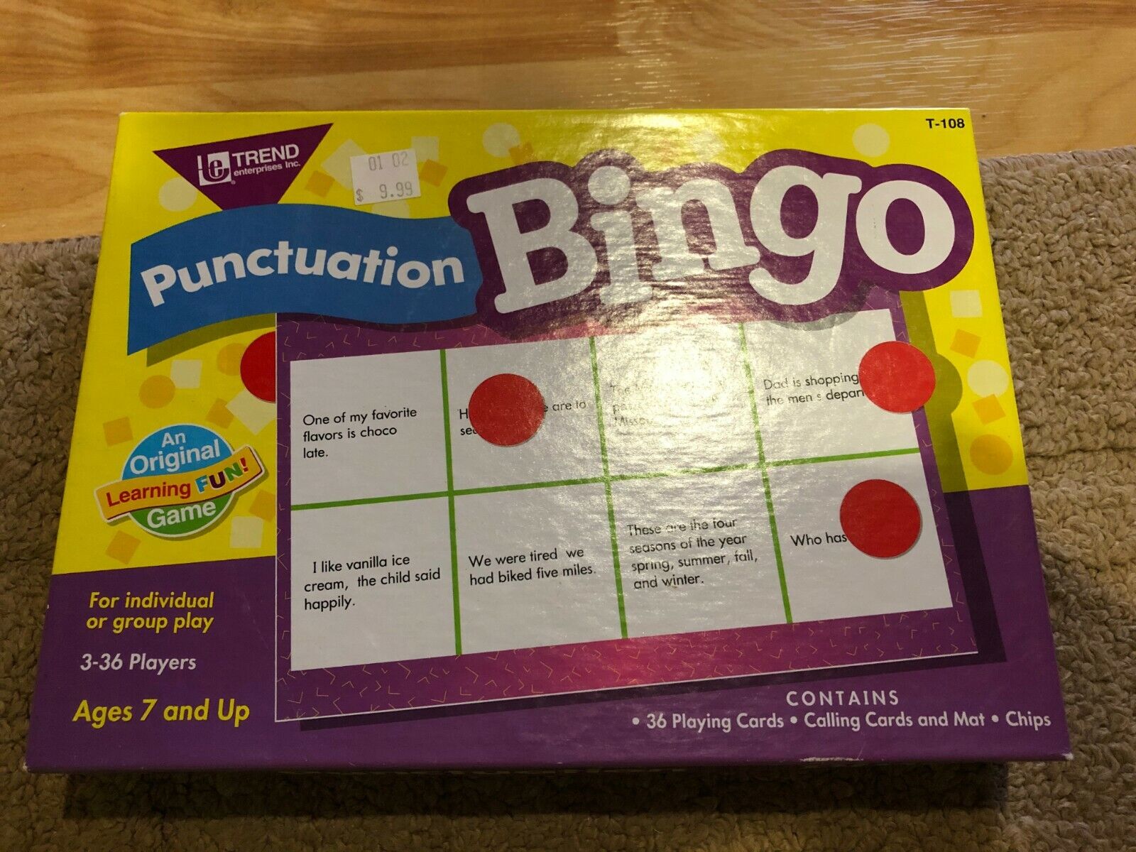 Punctuation Bingo Game Ages 7 And Up
