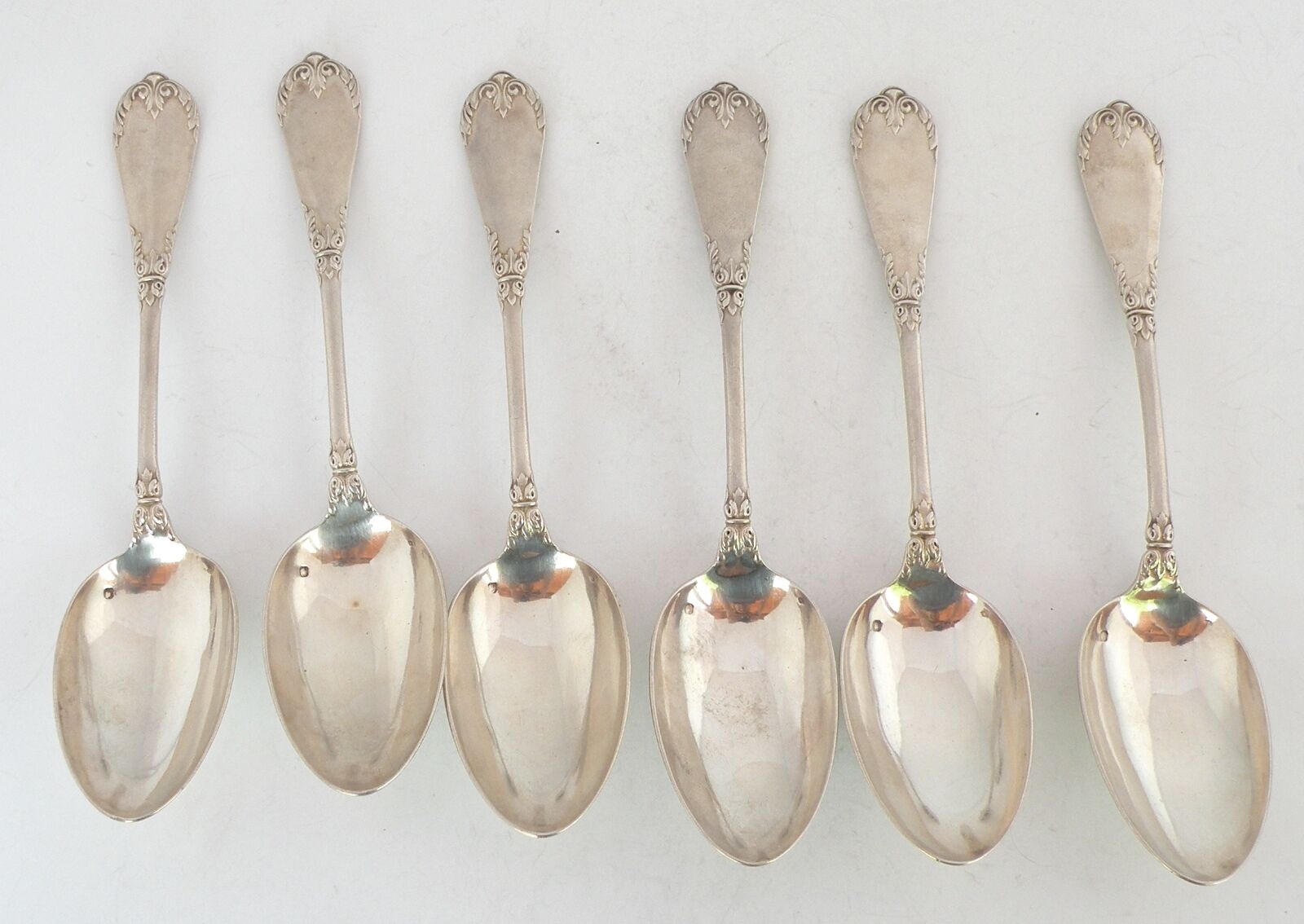 Antique French Sterling Silver Large & Ornate Soup Spoons Hallmark 9.5" L, 83 Gr