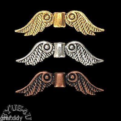Angel Wing Pewter Spacer Beads Choice Of Plating 25pc